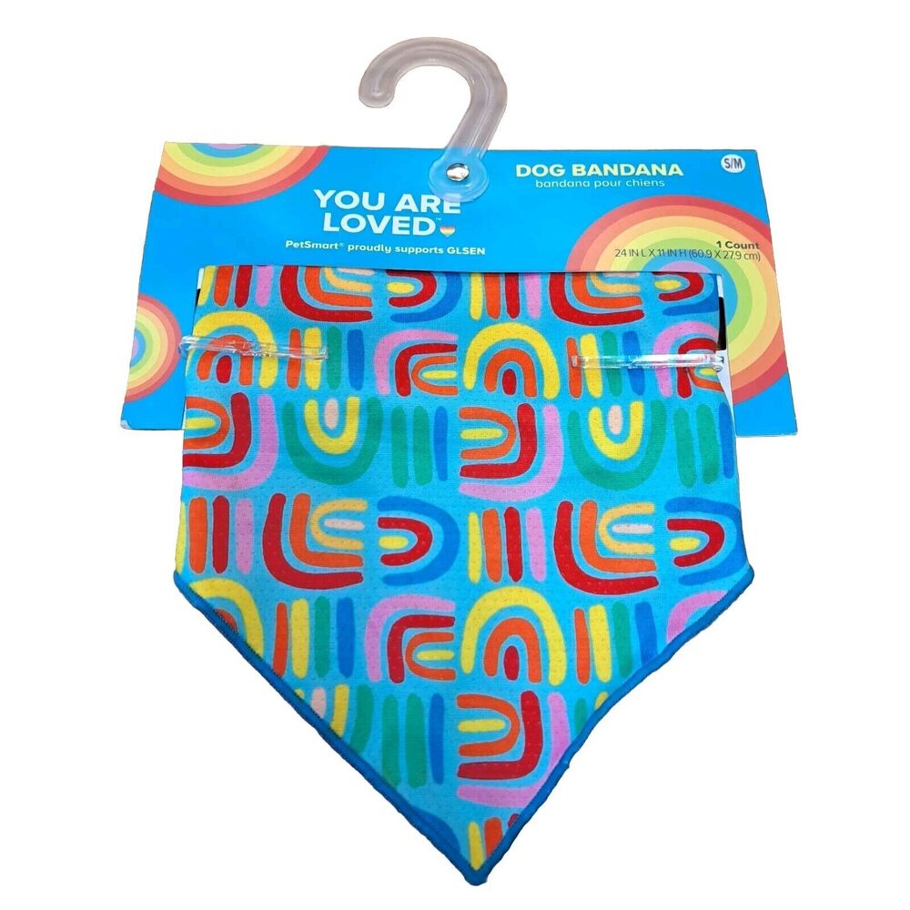 PetSmart You Are Loved Pride Dog Bandana Colorful Rainbow Size S/M